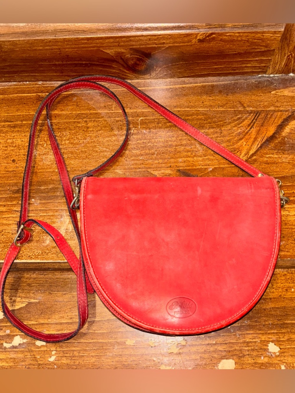 Roberta Firenze Italian Leather Red Crossbody Bag